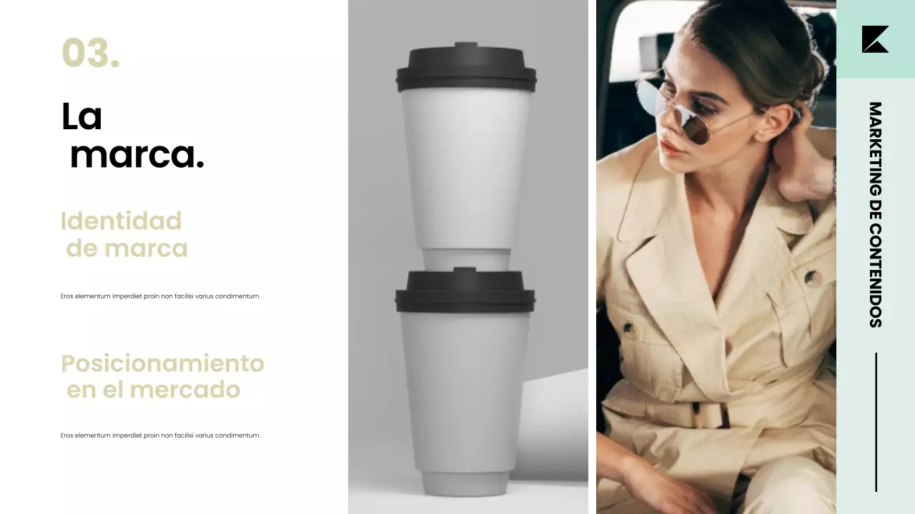 Presentación de la estrategia del plan de marketing de contenidos en un elegante y moderno estilo escandinavo