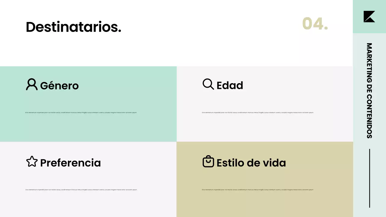 Presentación de la estrategia del plan de marketing de contenidos en un elegante y moderno estilo escandinavo