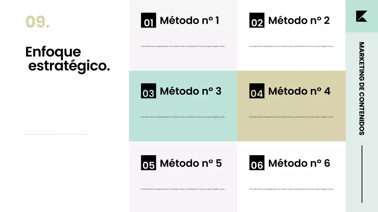 Presentación de la estrategia del plan de marketing de contenidos en un elegante y moderno estilo escandinavo