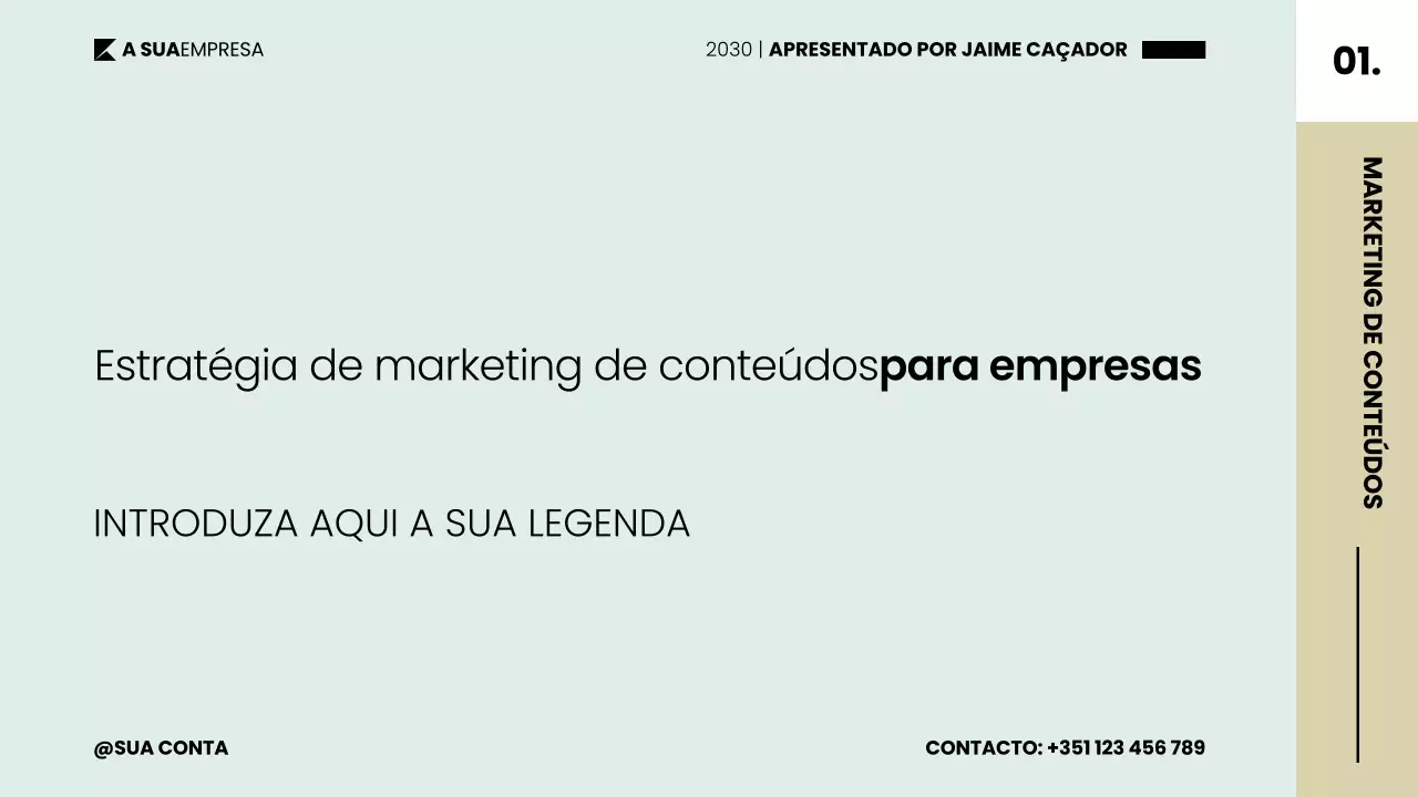 Apresentação de estratégia de plano de marketing de conteúdo em estilo escandinavo moderno e elegante