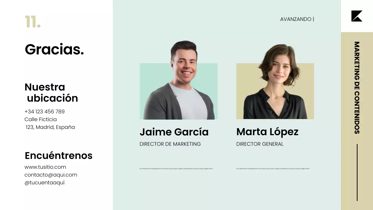 Presentación de la estrategia del plan de marketing de contenidos en un elegante y moderno estilo escandinavo