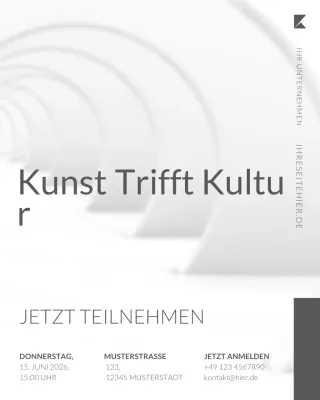 Social-Media-Vorlage für eine Kunstausstellung für ein kulturelles Event im minimalistischen Schweizer Stil