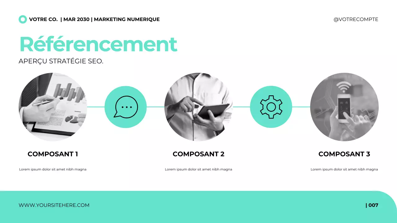 Modèle de présentation d'agence de marketing numérique au style épuré et moderne