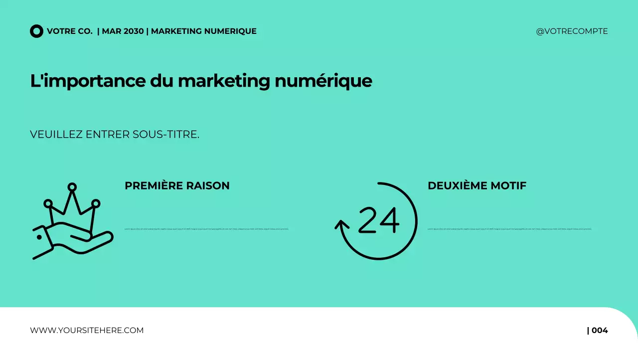 Modèle de présentation d'agence de marketing numérique au style épuré et moderne