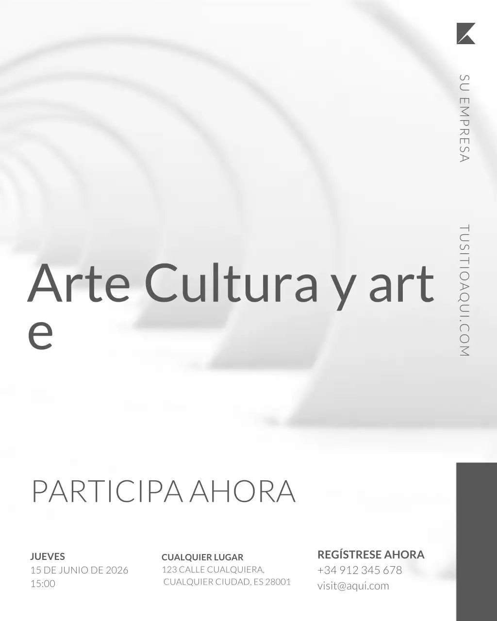 Plantilla de redes sociales para una exposición de arte en estilo minimalista suizo.