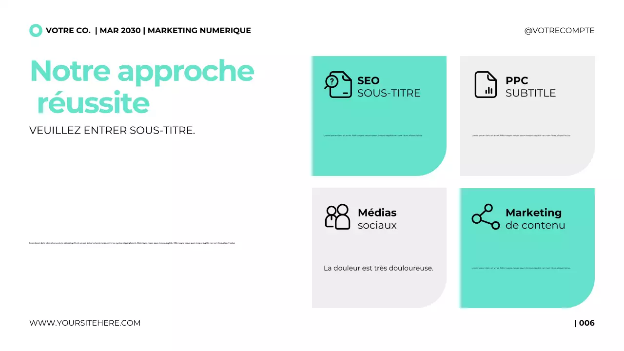 Modèle de présentation d'agence de marketing numérique au style épuré et moderne