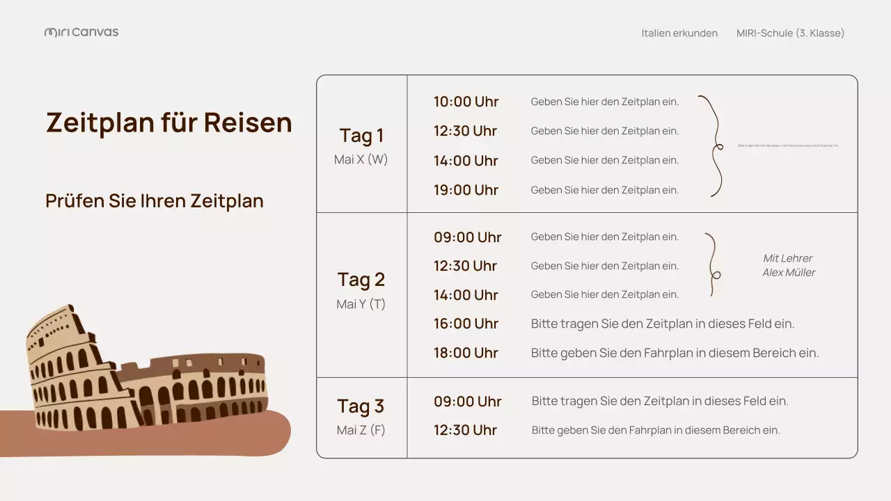Beigefarbener klassischer Italien-Reiseführer Präsentation