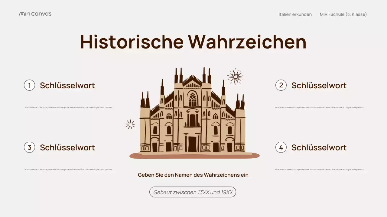 Beigefarbener klassischer Italien-Reiseführer Präsentation