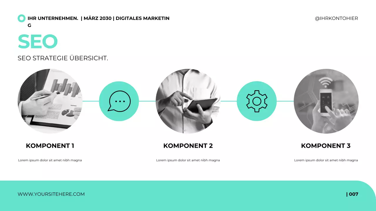 Präsentationsvorlage für digitale Marketingagenturen im klaren, modernen Stil