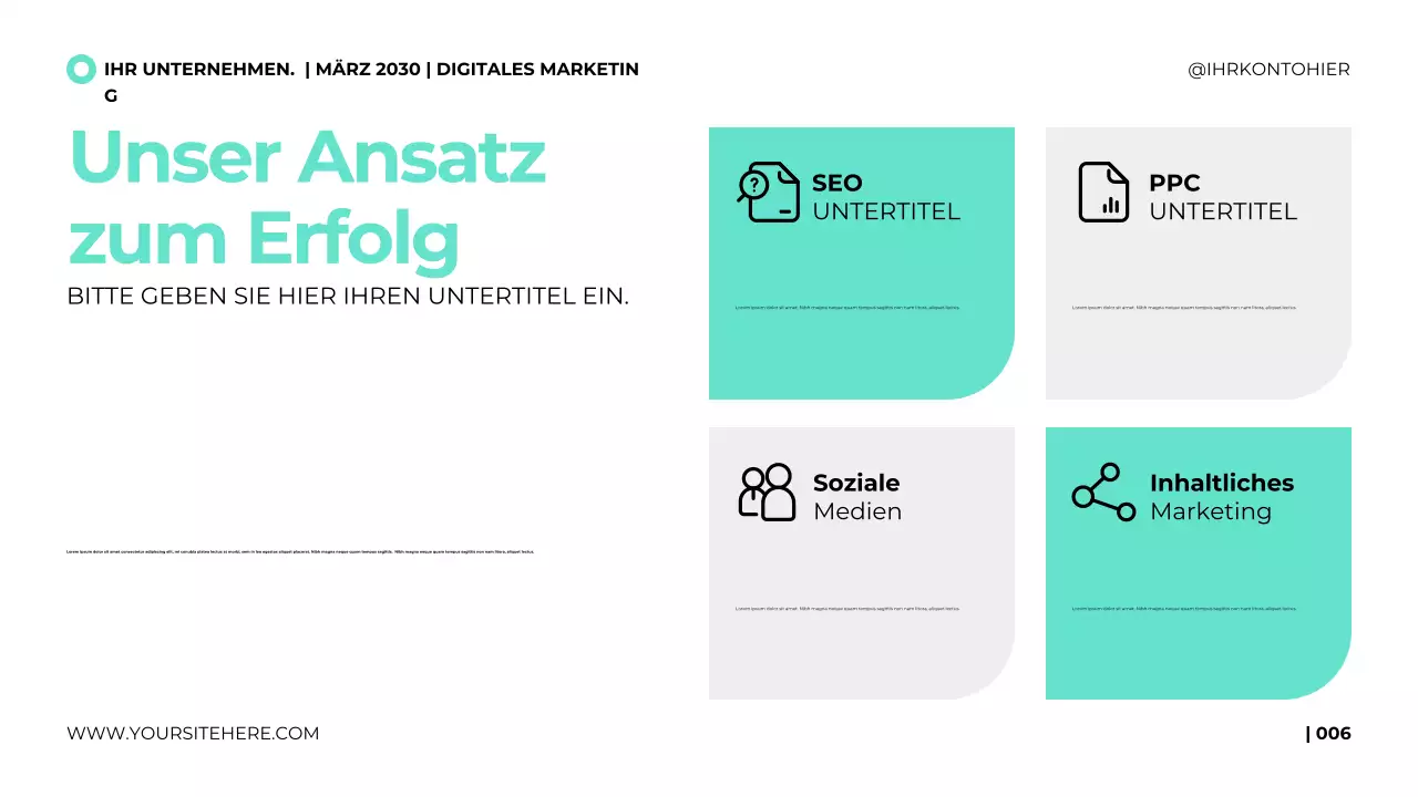 Präsentationsvorlage für digitale Marketingagenturen im klaren, modernen Stil