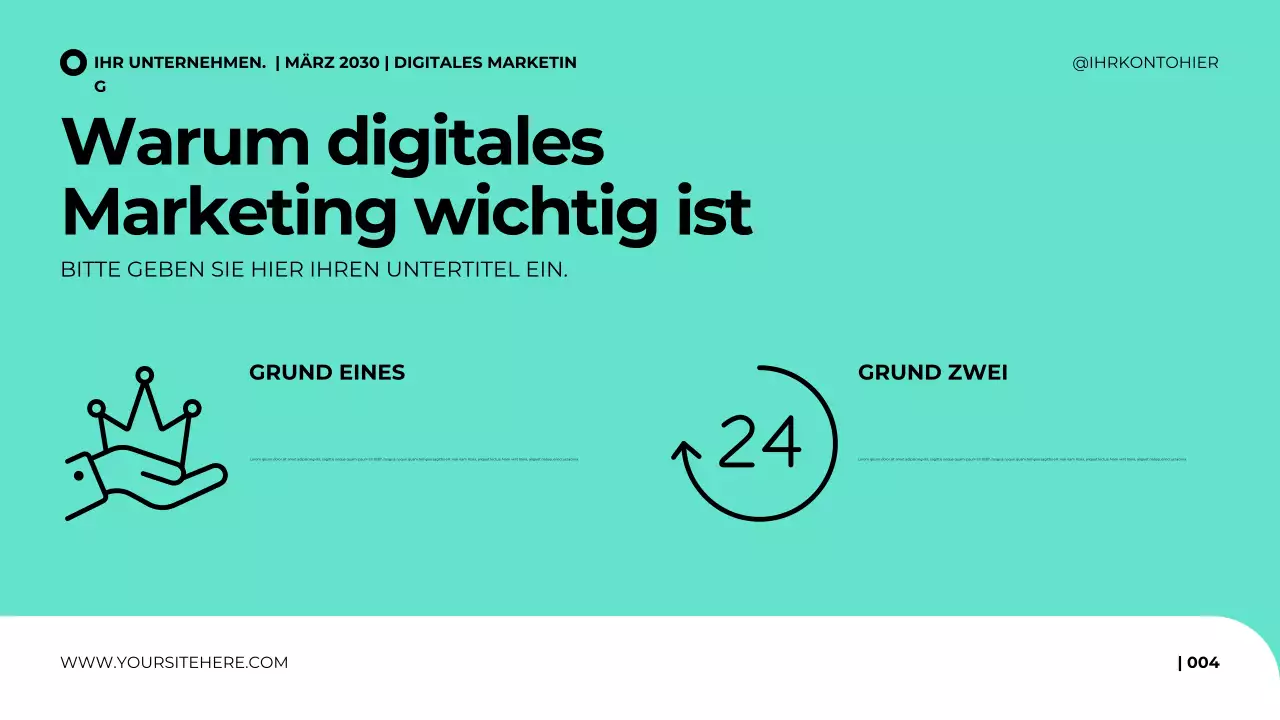 Präsentationsvorlage für digitale Marketingagenturen im klaren, modernen Stil