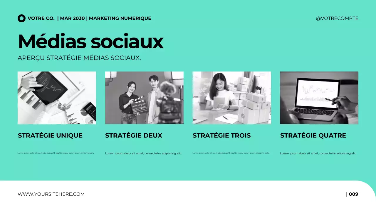 Modèle de présentation d'agence de marketing numérique au style épuré et moderne