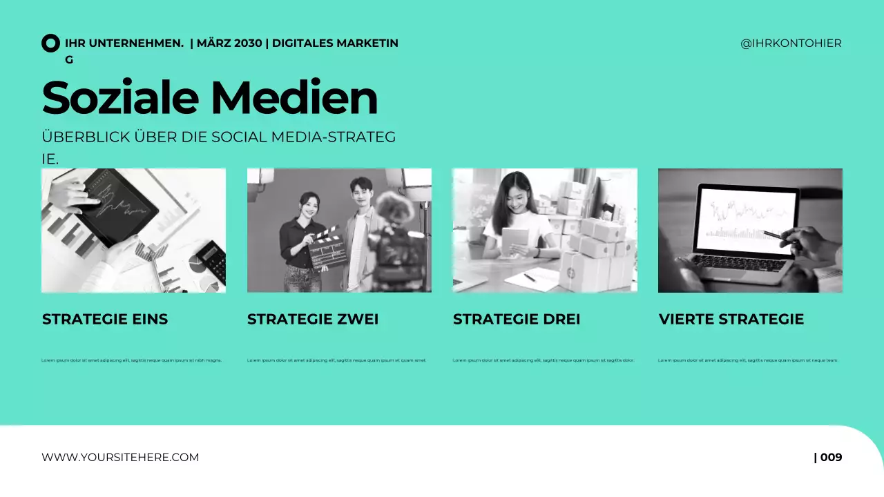 Präsentationsvorlage für digitale Marketingagenturen im klaren, modernen Stil