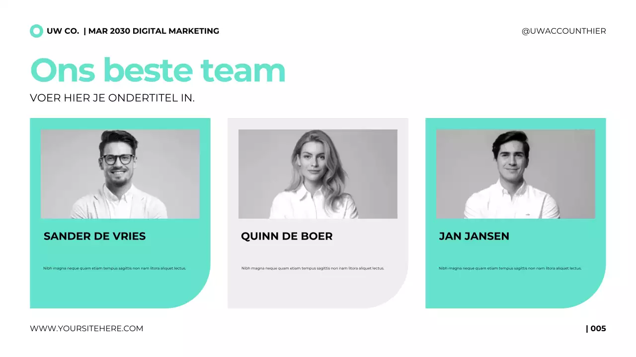 Presentatiesjabloon voor digitaal marketingbureau in een strakke, moderne stijl