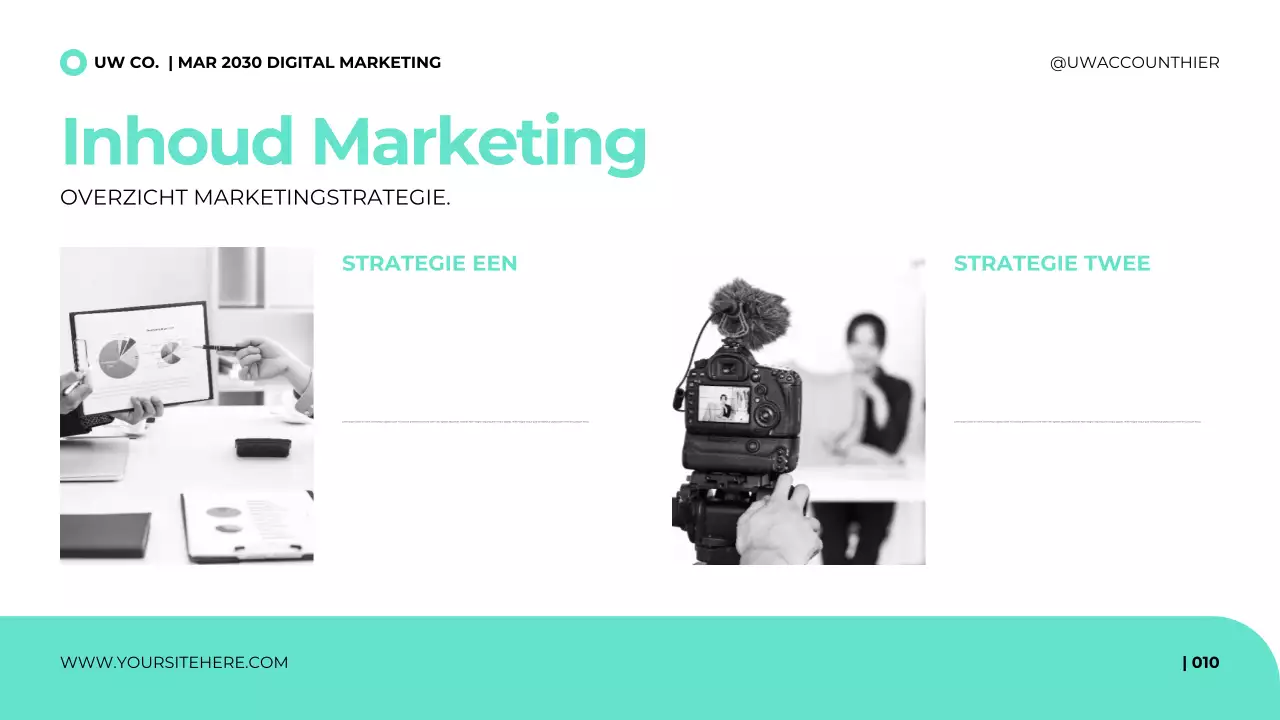 Presentatiesjabloon voor digitaal marketingbureau in een strakke, moderne stijl