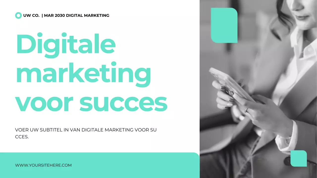 Presentatiesjabloon voor digitaal marketingbureau in een strakke, moderne stijl