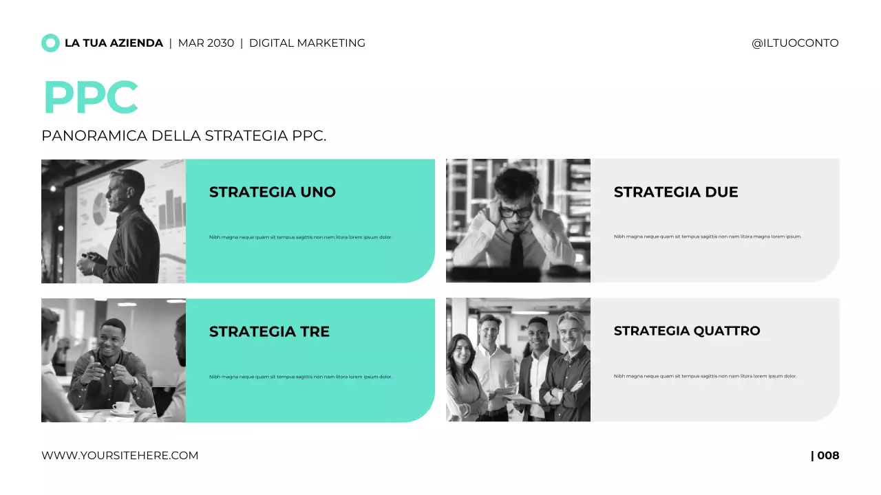 Modello di presentazione dell'agenzia di marketing digitale in stile moderno e pulito