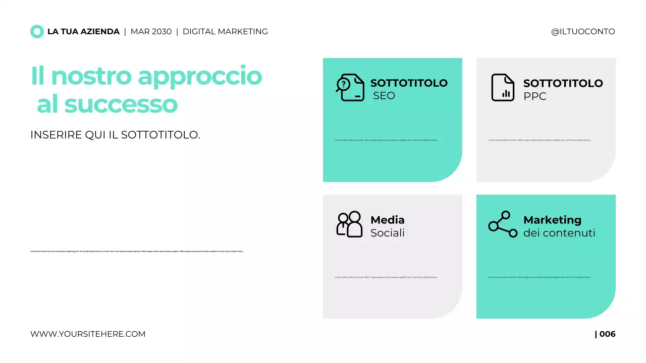 Modello di presentazione dell'agenzia di marketing digitale in stile moderno e pulito