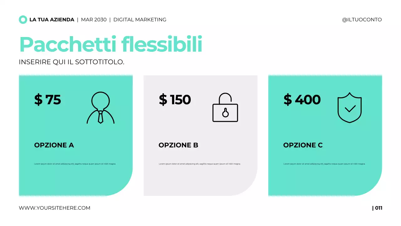 Modello di presentazione dell'agenzia di marketing digitale in stile moderno e pulito