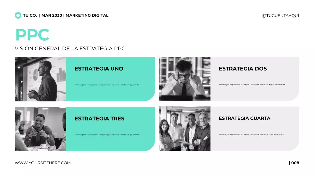 Plantilla de presentación para agencia de marketing digital en un estilo moderno y limpio