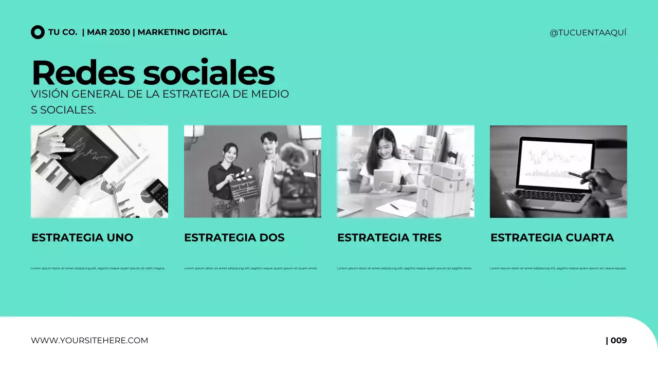Plantilla de presentación para agencia de marketing digital en un estilo moderno y limpio