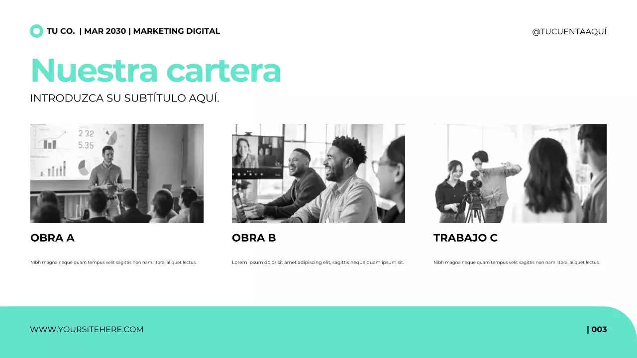 Plantilla de presentación para agencia de marketing digital en un estilo moderno y limpio