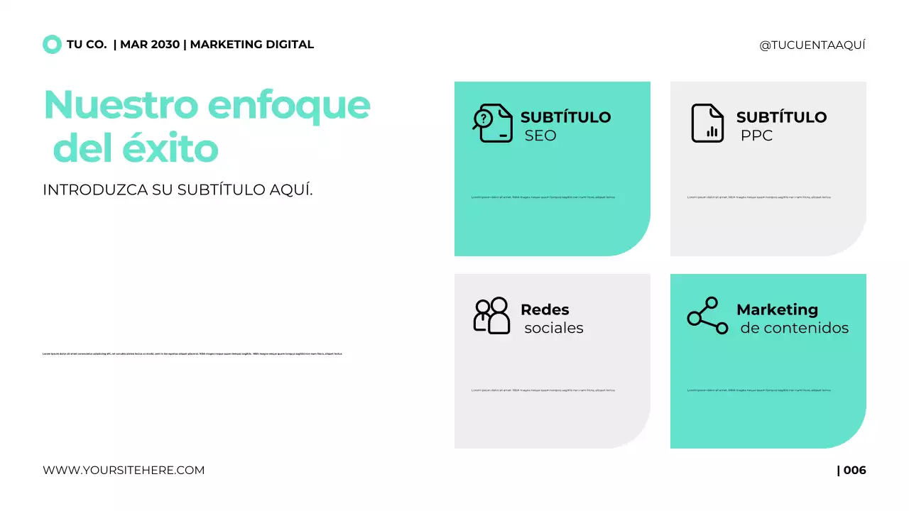 Plantilla de presentación para agencia de marketing digital en un estilo moderno y limpio