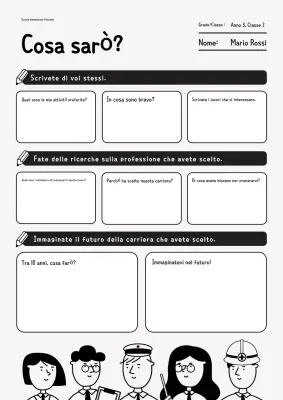 Materiali didattici semplici in bianco e nero per la carriera