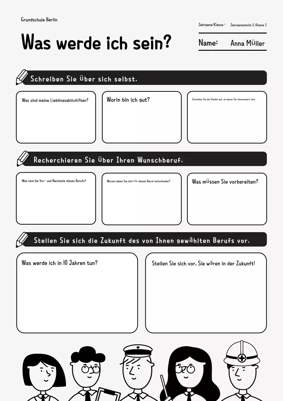 Einfache Materialien zur Berufsausbildung in Schwarzweiß