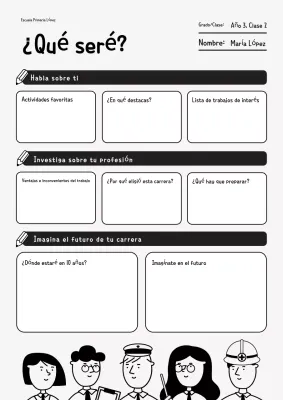 Materiales de educación profesional sencillos en blanco y negro