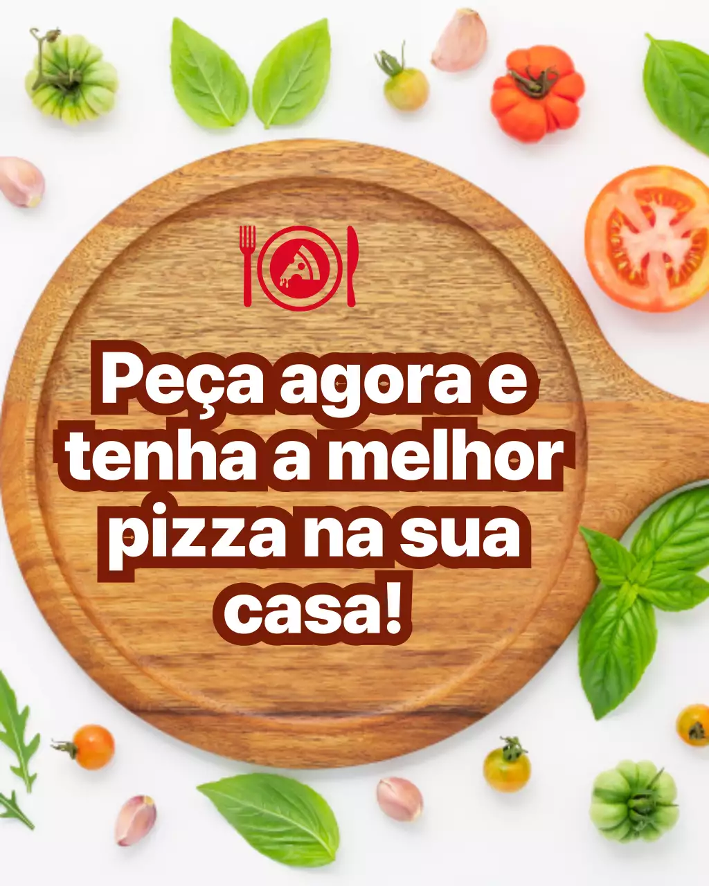 Postagem promocional de pizza bege em negrito no Instagram