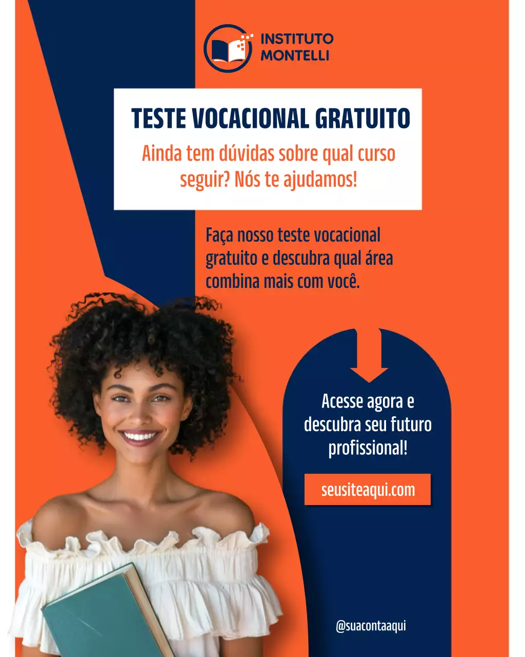 Postagem de promoção de carreira moderna em laranja no Instagram