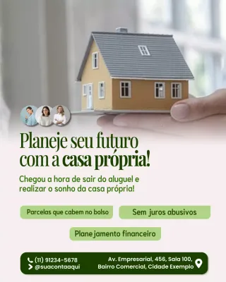 Postagem no Instagram para promoção de financiamento de casas modernas e ecológicas