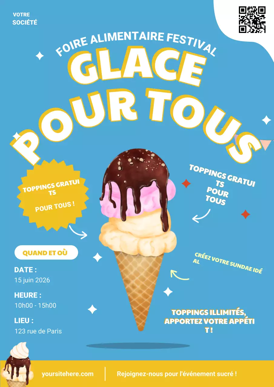 Affiche publicitaire du festival gastronomique rétro bleu