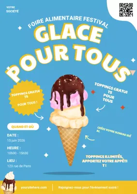 Affiche publicitaire du festival gastronomique rétro bleu