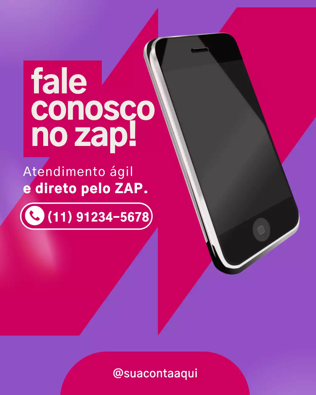 Publicação de anúncio de smartphone moderno roxo no Instagram