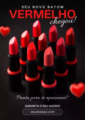 Cartaz promocional de batom vermelho elegante