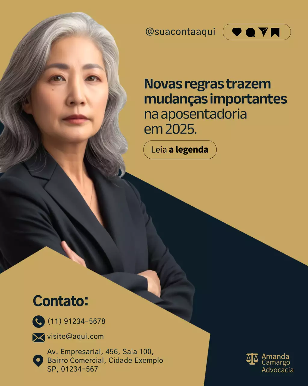 Publicação no Instagram sobre Anúncio de Aposentadoria Profissional Bege