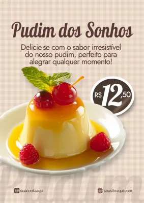 Cartaz promocional de sobremesa vintage bege