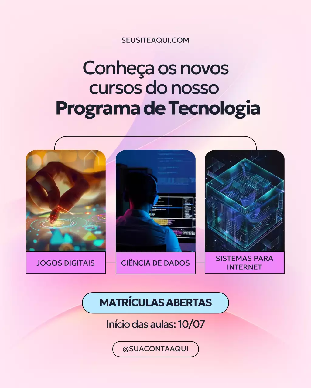 Postagem de promoção de tecnologia moderna rosa no Instagram