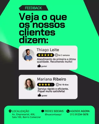 Postagem de depoimento de cliente da Green Modern no Instagram