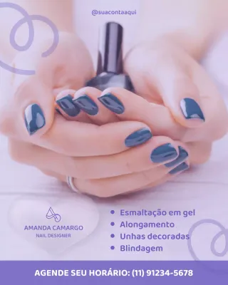 Publicação de Manicure Elegante Azul no Instagram