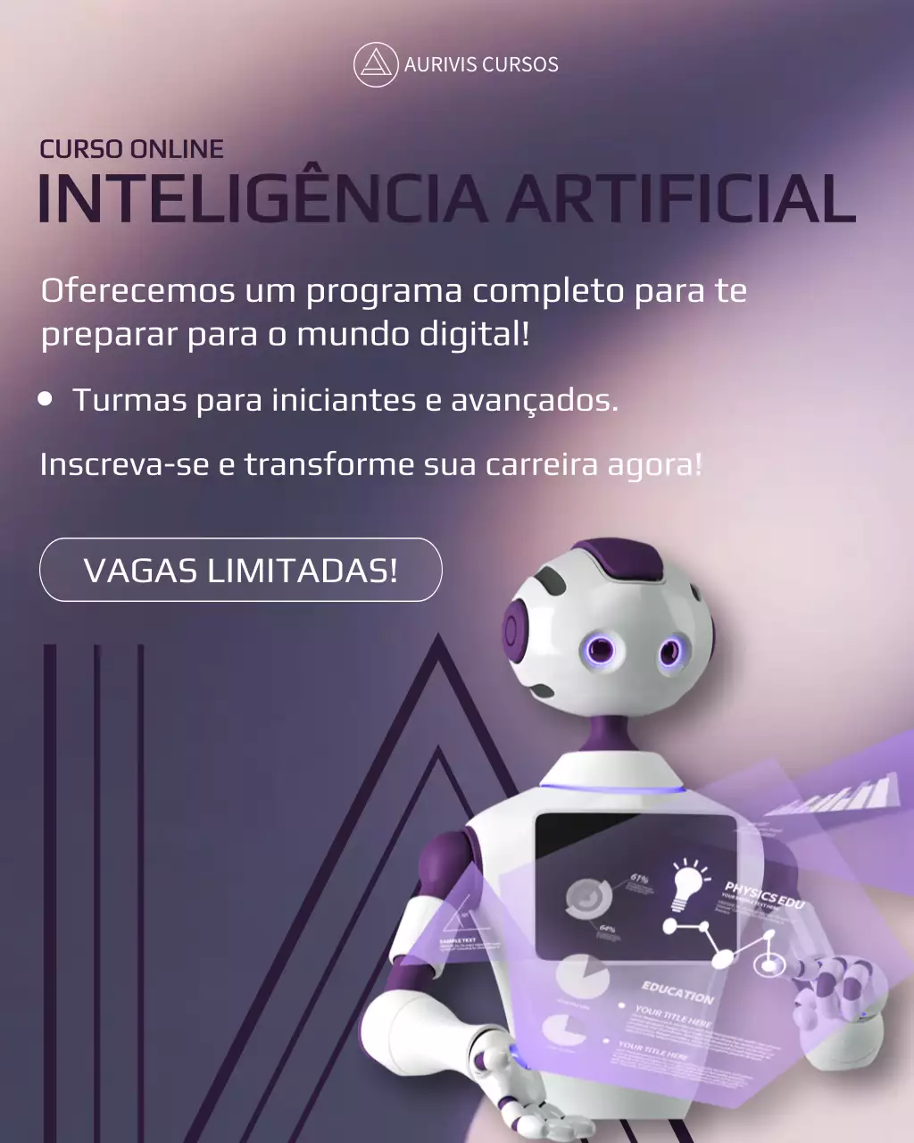 Postagem promocional do curso Purple Modern AI no Instagram