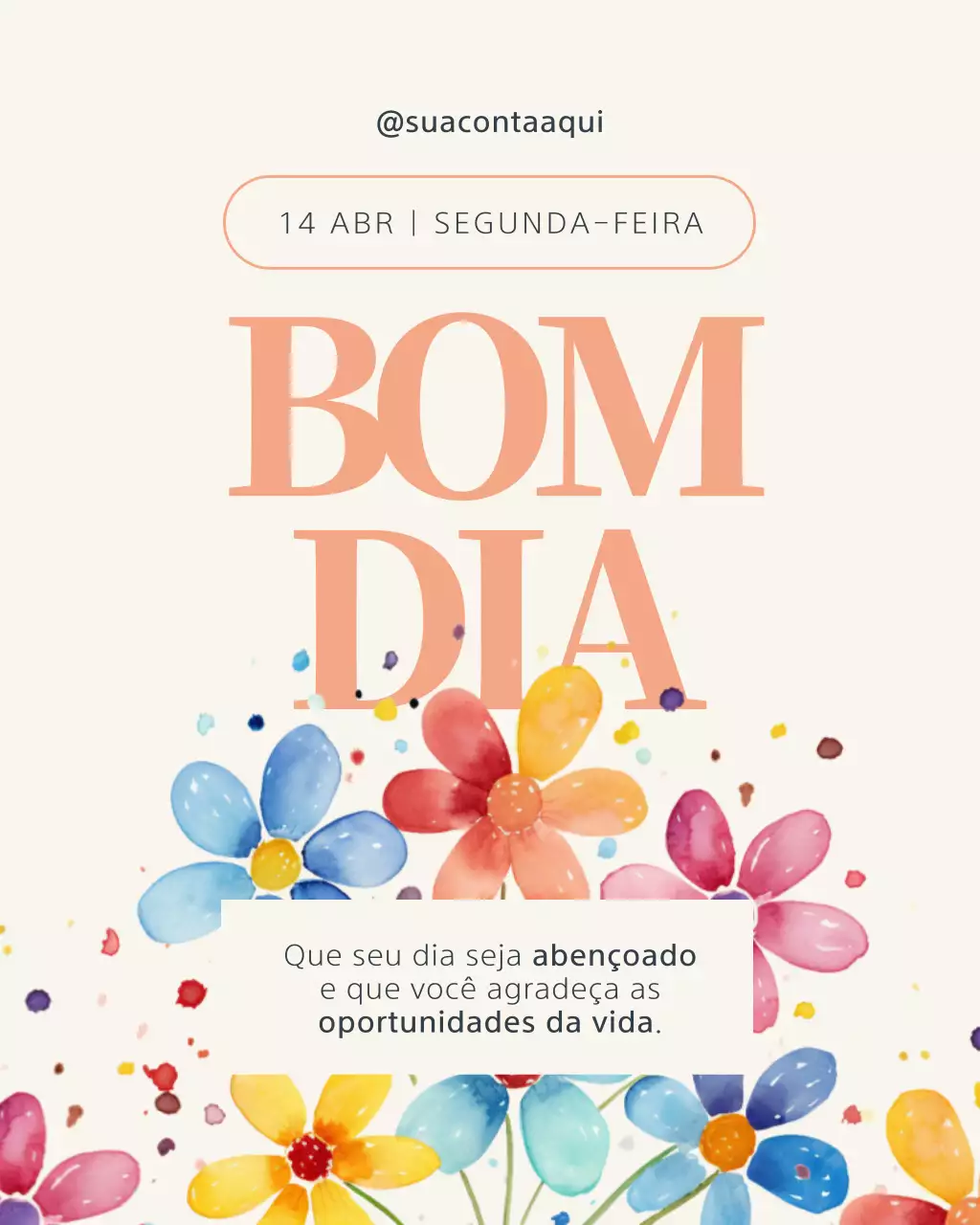 Postagem no Instagram com cartão de felicitações florais coloridos