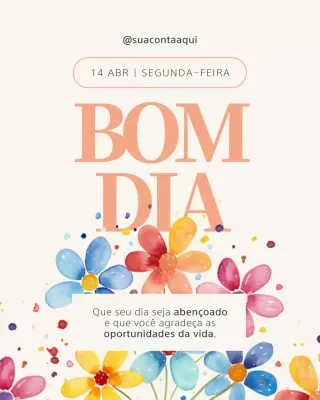 Postagem no Instagram com cartão de felicitações florais coloridos