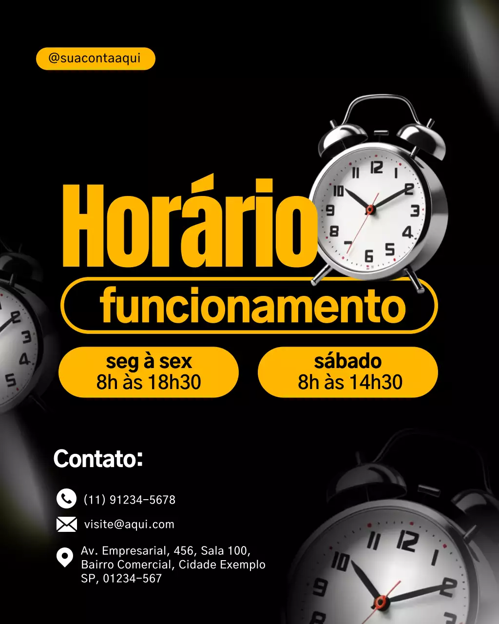 Publicação de anúncio de negócios modernos em preto no Instagram