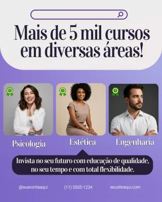 Postagem de promoção da educação moderna roxa no Instagram