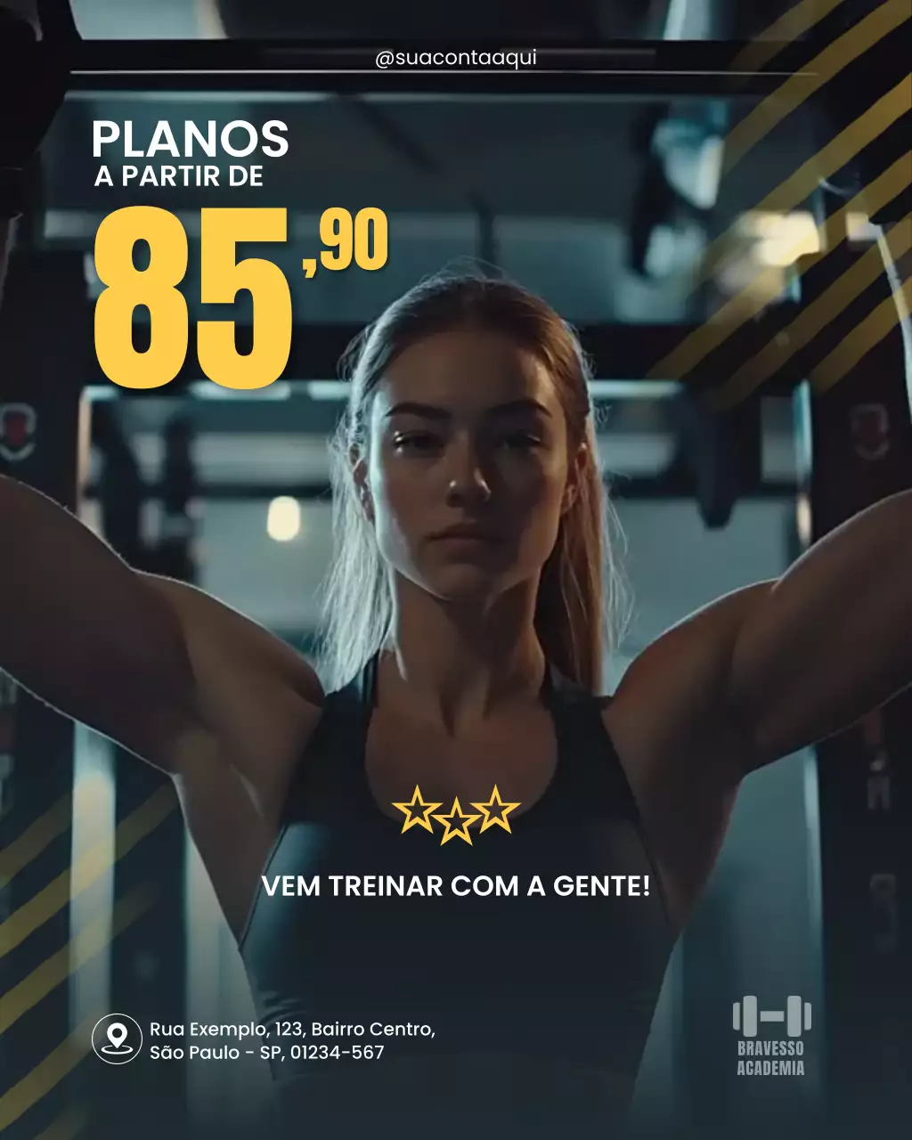 promoção fitness moderna preta