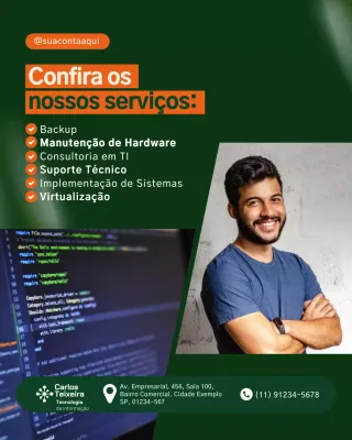 Postagem no Instagram do Cartão de Serviços de TI Modernos e Verdes