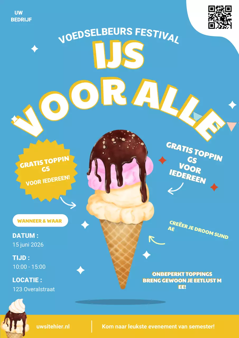 Blauwe Retro Food Festival Advertentieposter